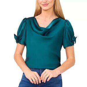CeCe
Women's Cowl Neck Bubble Short Sleeves Top dark forest teal